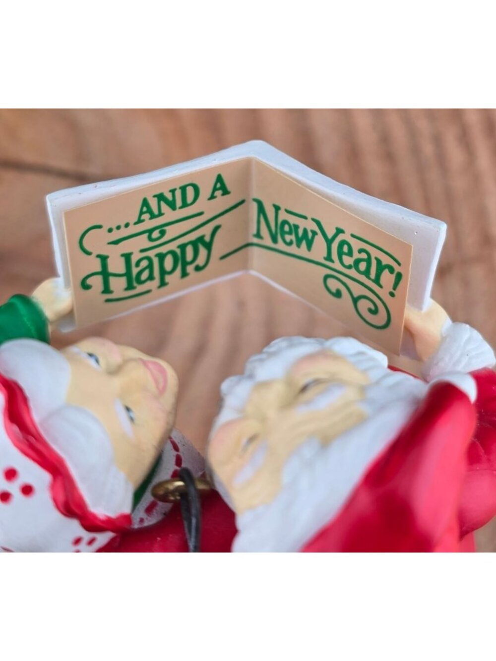 1989 Holiday Duet Ornament by Hallmark, Mr. & Mrs. Claus Caroling Singing - Picture 5 of 10